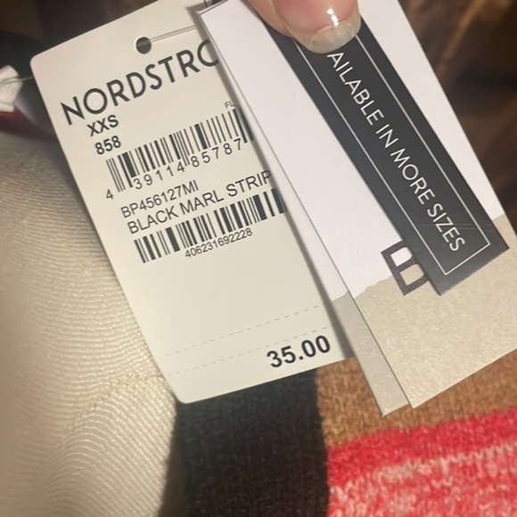 Bp sweater woman’s black mark stripe red brown cardigan button New size XXS - Picture 4 of 6